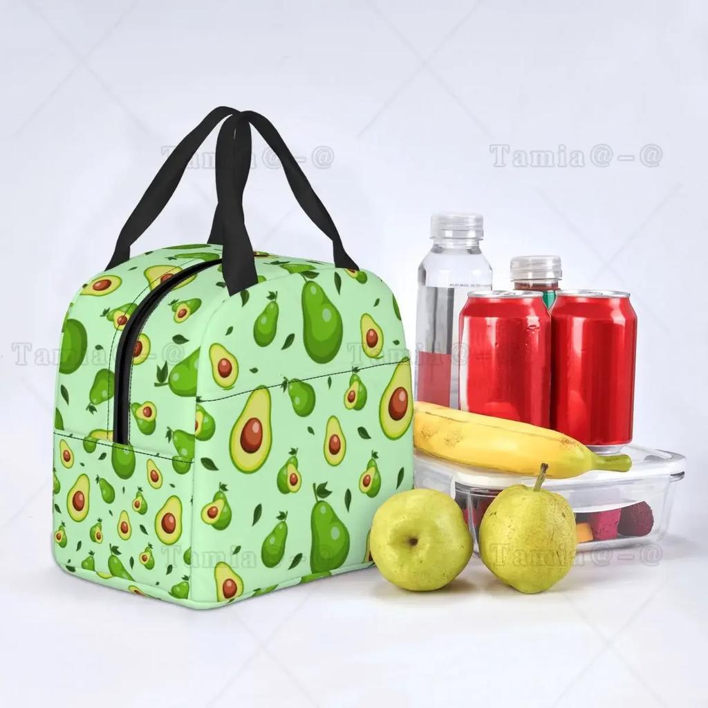 Cute Fruit Avocado Print Insulated Lunch Bag for Women Resuable Cooler Thermal Bento Box Kids School Children