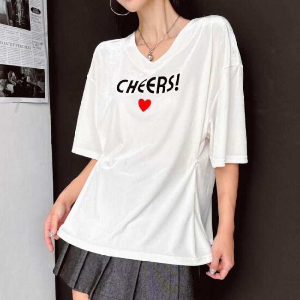 New Arrivals Open Run Women LeTTering HearT Long Sleeve T shirT
