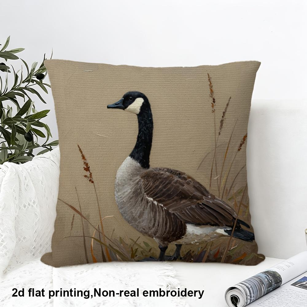 2D Flat Printing, 1pc, Canadian Goose in Natural Grass Setting, Pillow Cover, Double-sided Printing, Polyester, Decorative Pillow Cover Living Room Ho