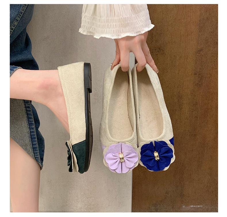 Женские туфли больших размеров с бантом и цветочным принтом, цветными блоками, с квадратным носком, на плоской подошве