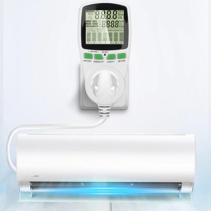 Цифровой ваттметр Счетчик мощности переменного тока Счетчик потребления электроэнергии Сетевая розетка ЕС Мощность Киловатт Мощность Индикатор напряжения