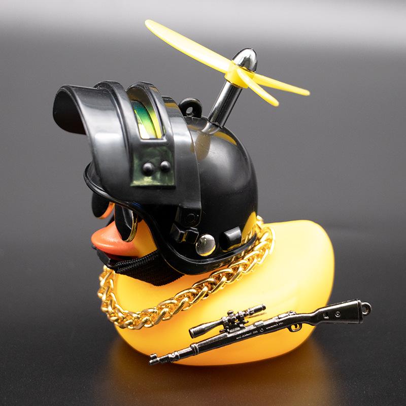 Motor Accessories Yellow Duck with Helmet for Bike Without Lights Auto Car Accessories Duck In The Car Car Interior Decoration