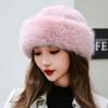 Women Thickened Bucket Hat Faux Fur Solid Color Soft Fluffy Plush Hats Luxury Warm Elegant Winter