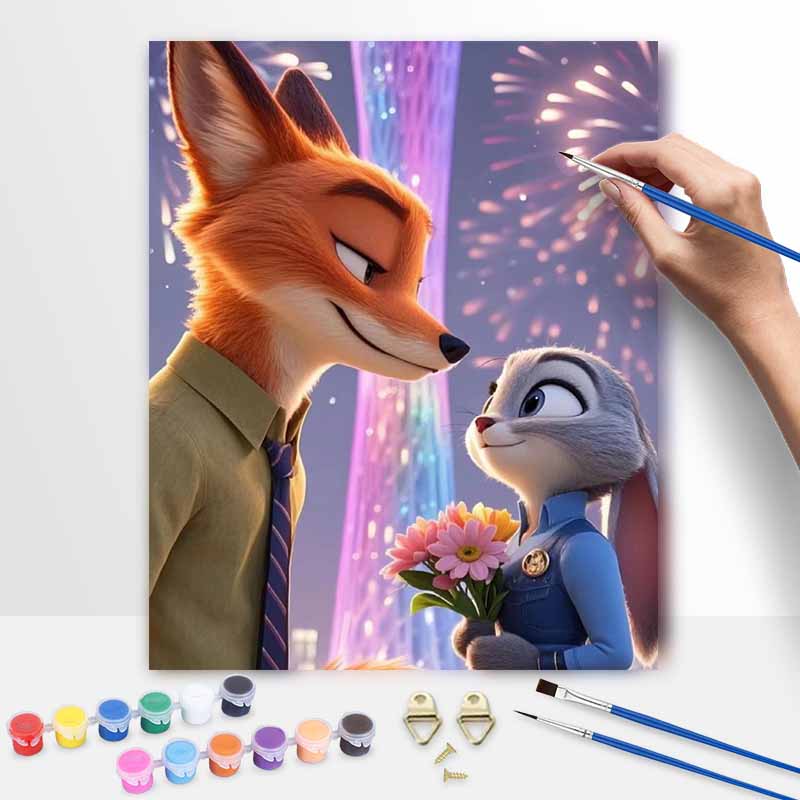 Disney Zootopia Nick Judy Paint By Number Kit Number Drawing Canvas DIY Picture Home Decor Wall Art Craft Hand Painted Gift For Fans