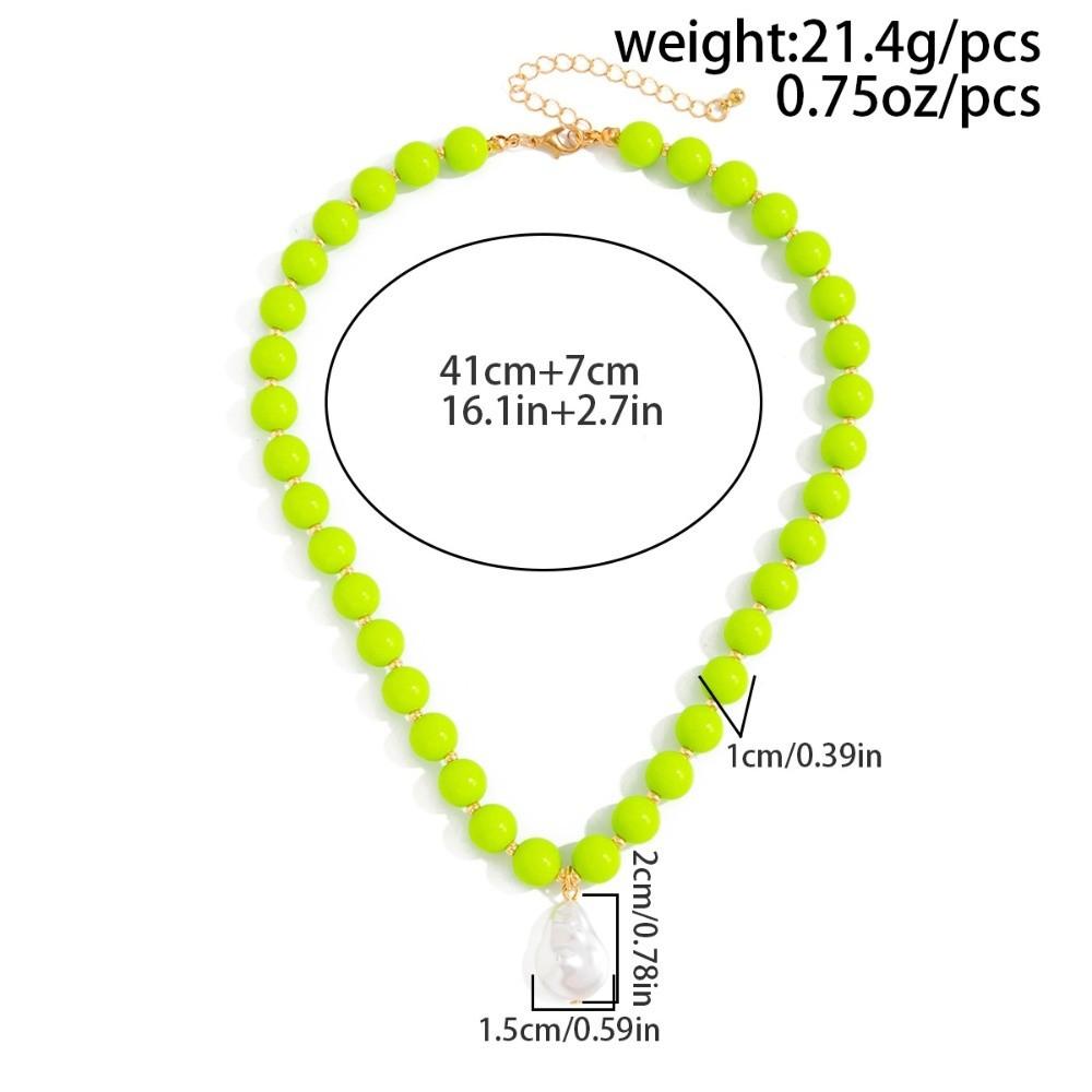 Round Imitation Pearl Pendant Necklaces Dopamine Color Colored Charms Jewelry Gifts