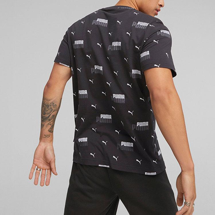 Puma Повседневная спортивная футболка с коротким рукавом и принтом логотипа для мужчин, черная 675681-01
