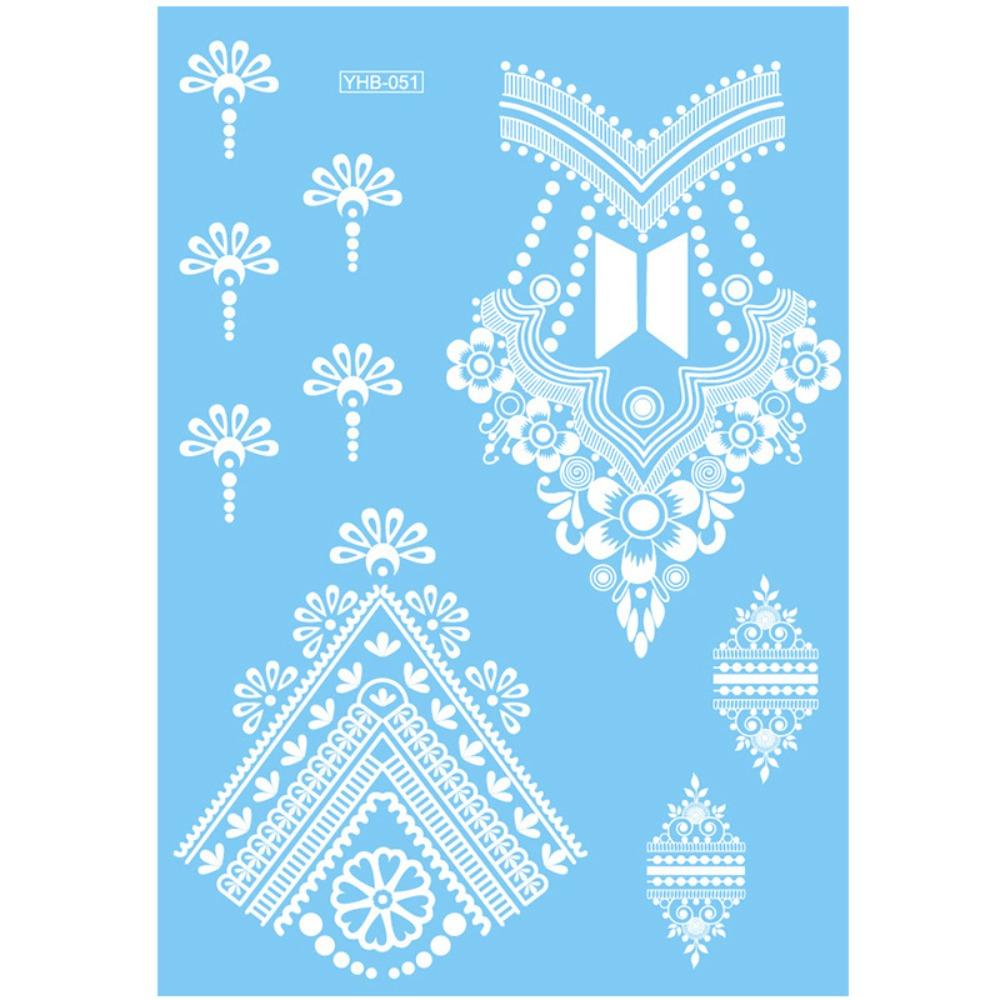 Waterproof White Tattoo Stickers Lace Flower Long-lasting Butterfly Tattoo Stickers Ethnic Style Temporary Tattoo Stickers