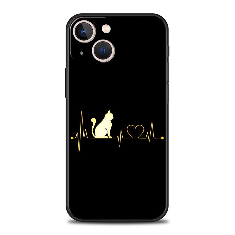 Кот Линия Черные Коты Чехол для Телефона Для iPhone 17 16 15 Pro Max 11 12 13 14 7 8 Plus SE 2020 X XR XS Чехол Мягкий Черный