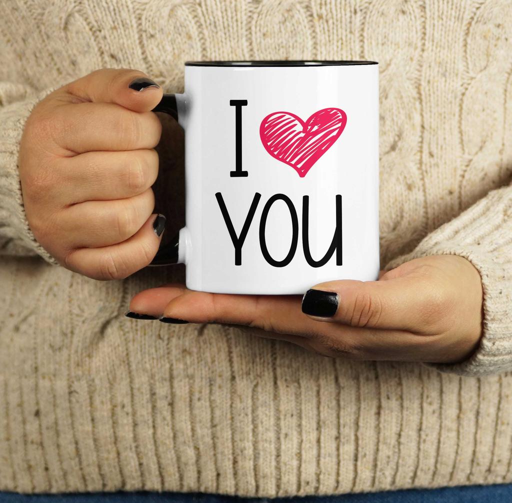 Inkdotpot Керамические кофейные кружки I Love You на 11 унций. Кофейные кружки отлично подходят для жениха, невесты, подарка на помолвку, холостяка и девичника.