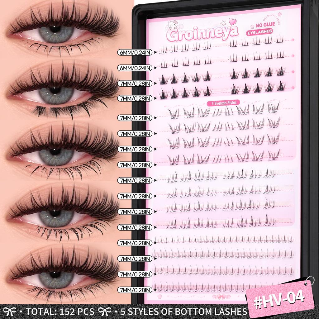 Xiaomi GROINNEYA DIY Lashes Kit Manga Lashes Natural DIY Mixed Tray Lash Clusters Individual Eyelashes Kit with Lash Bond DIY Lashes