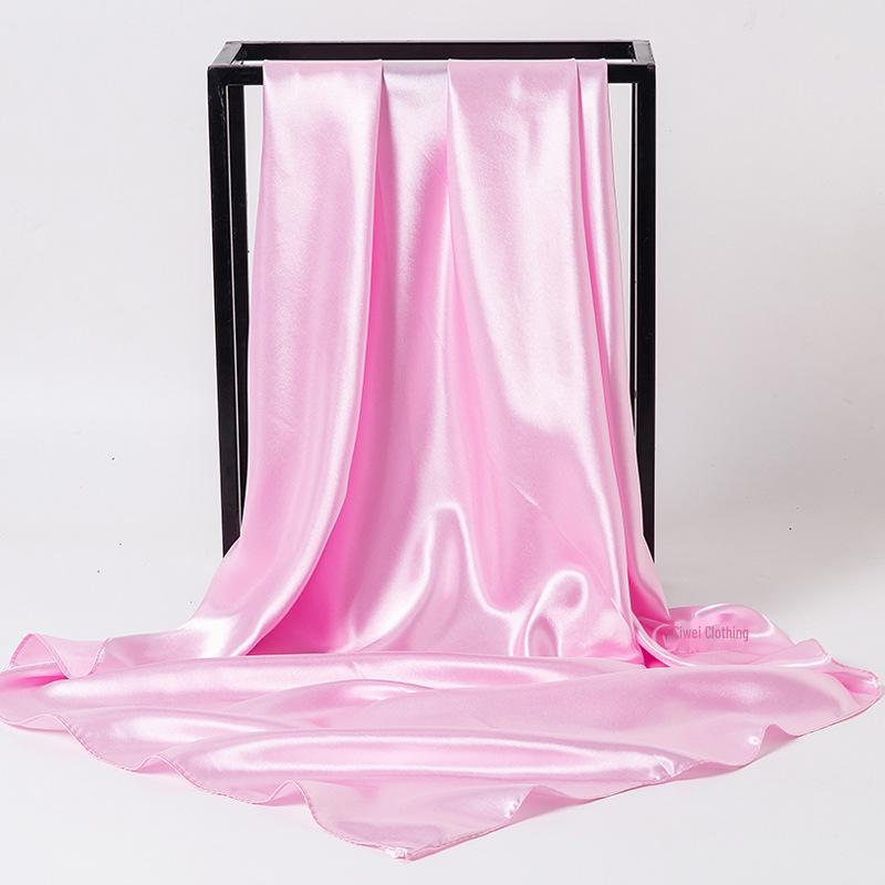 Элегантный квадратный шарф из атласного шелка для женщин - 90x90 см Монохромный аксессуар для весны и осени