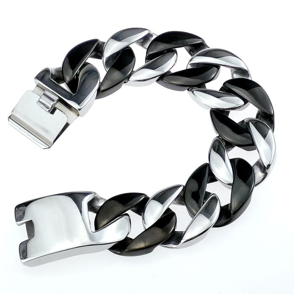 Men Woman 316L Stainless Steel 24mm Curb Chain Bracelet Cuban Bracelet Bangle Jewelry