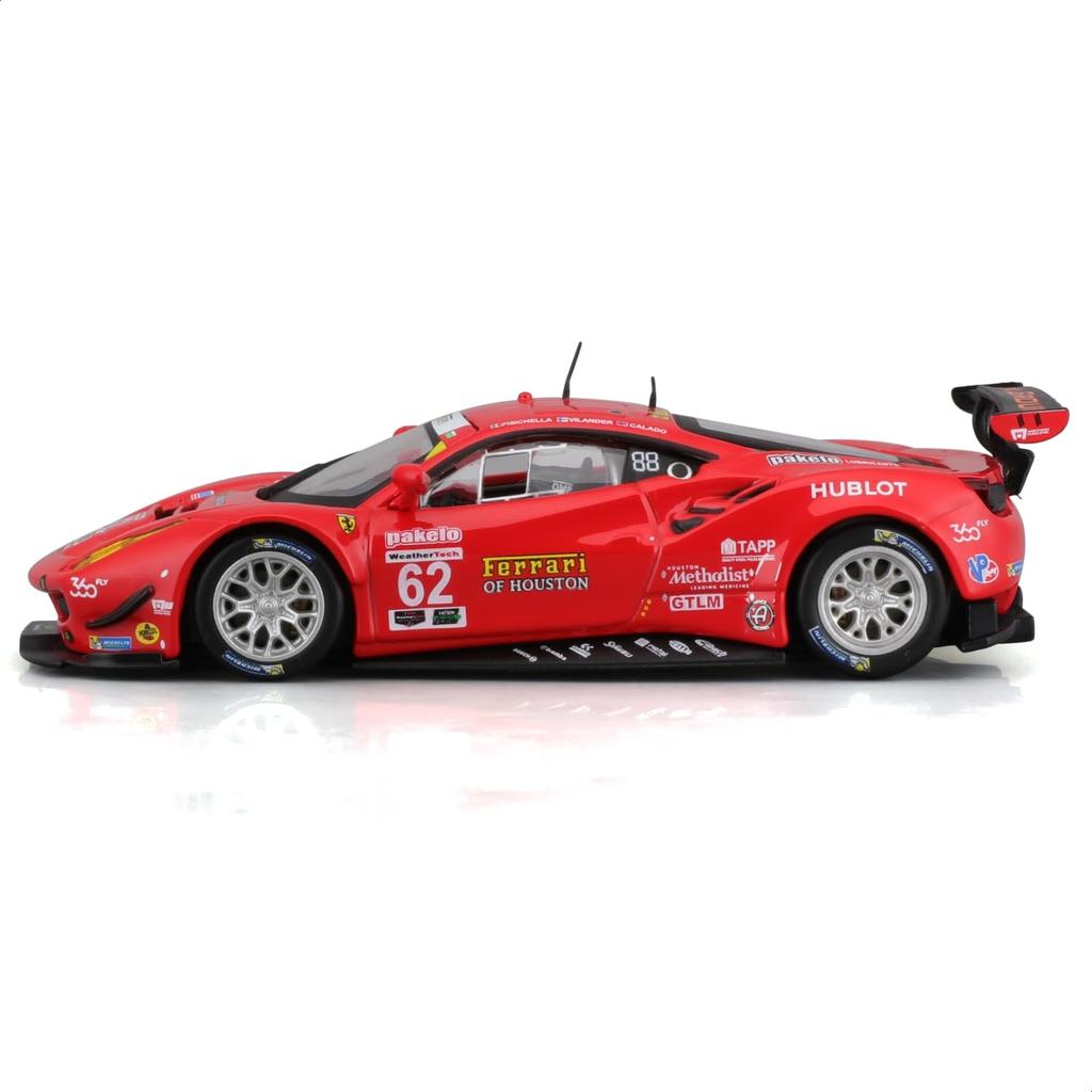 Bburago Scale Ferrari 488 GTE 2017 Red Race Sports Car Diecast Model Car Finished Product 4893993363018 1/43 #62 /