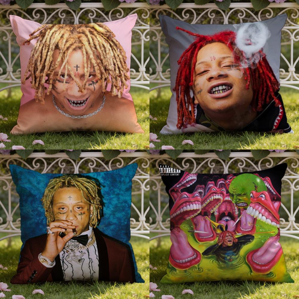 Чехол для подушки с изображением рэпера T-Trippie R-Redd, двойного назначения для дома и автомобиля: Двусторонняя конструкция для максимального комфорта