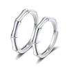 925 Silver Bamboo Love Lovers Ring A Pair Men Women Opening Simple Stylish Jewelry Rings Birthday Anniversary Gift