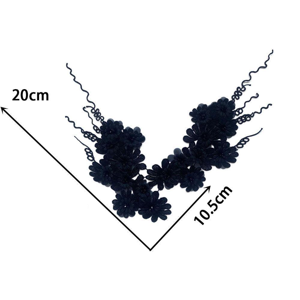 Black And White I Polyester Embroidery Hollow Pair Of Flower Beads Drilling Sewing Lace Diy Collar Decorative Clothing Accessories