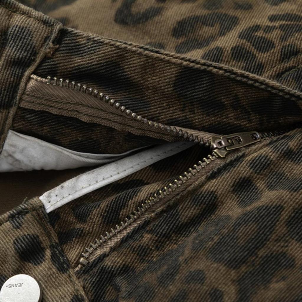 Джинсы Y2k с леопардовым принтом, женские широкие джинсовые брюки большого размера, уличная одежда, винтажные свободные мешковатые дизайнерские джинсы в стиле хип-хоп