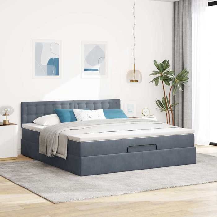 Maison Exclusive - Cadre de lit ottoman avec matelas gris foncé 160x200 cm velours