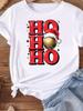 (Asian Size) Letter Happy New Year Women's Top T Tee Merry Christmas Festival O-neck Clothing  Print Fashion Ladies Graphic T-shirts