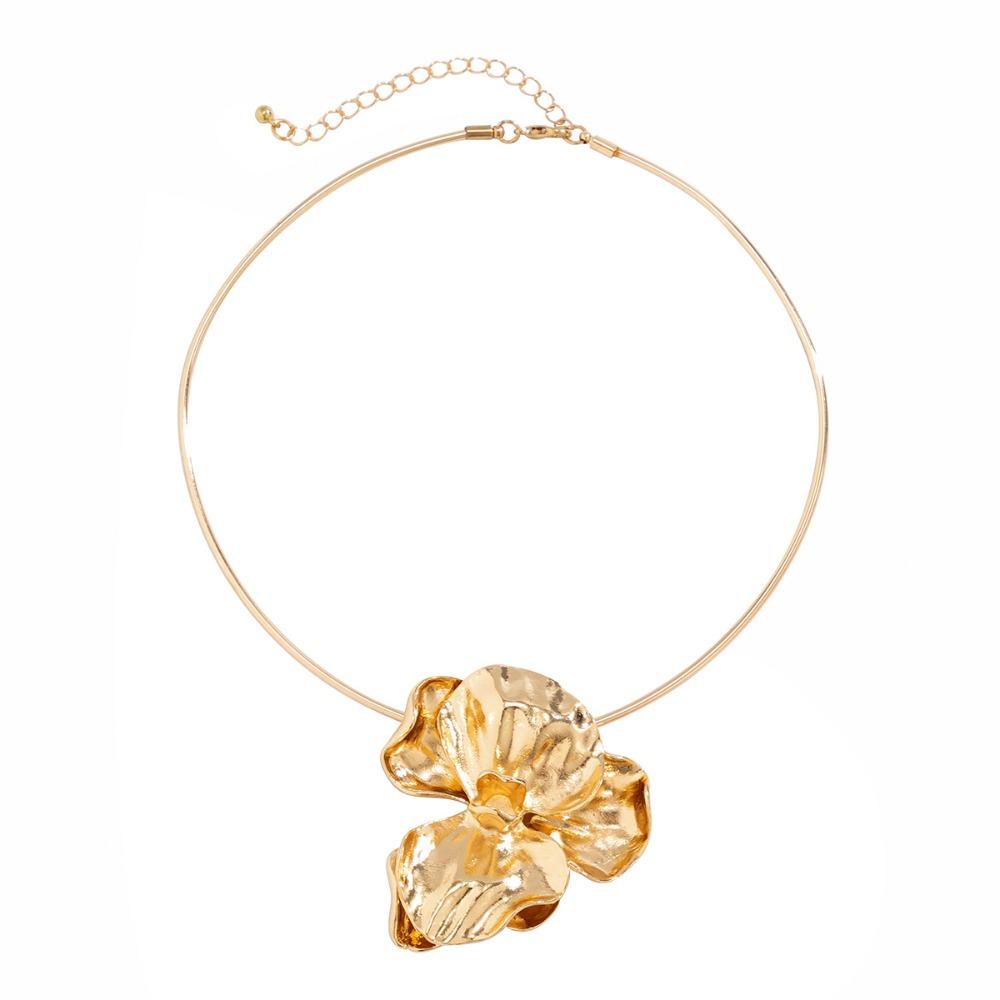 Ожерелье Simplicity Flower, ожерелье Temperament, новый металлический ошейник-чокер с цветком