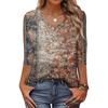 Women's T Shirt Print 3/4 Sleeve Daily Weekend Fashion Basic V- Neck Regular Top