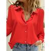 Spring Summer Chiffon Blouses Plus Size Fashion Women's Casual Single Breasted Solid Color Long Sleeved Lapel Shirt Women's Top