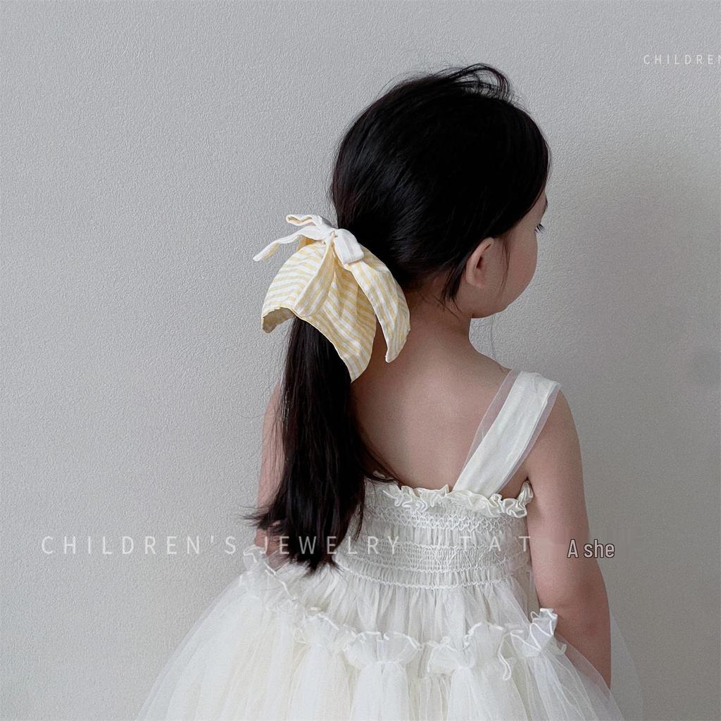 Синий клетчатый шарф-бант резинка для волос для девочек