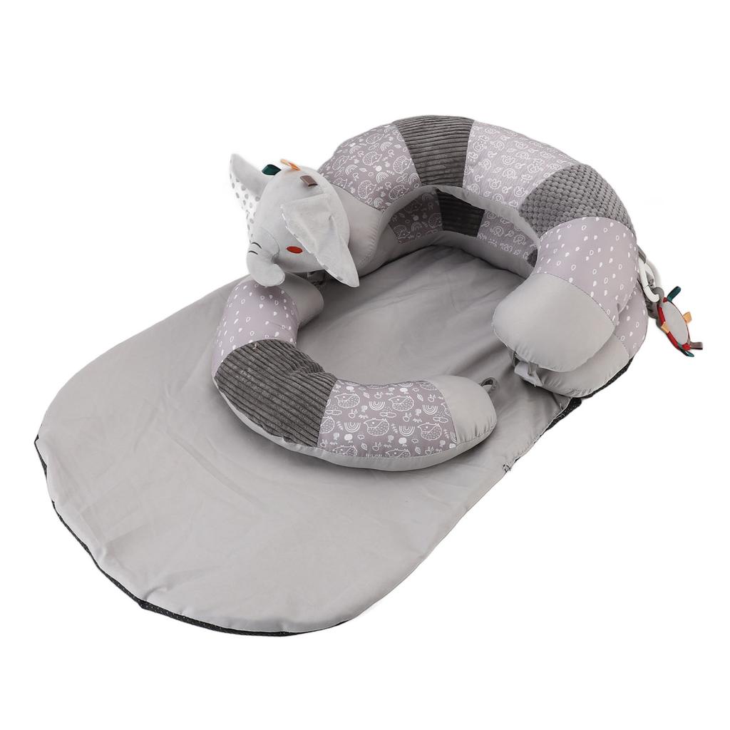 Tummy Time Mat and Seated Support Pillow Early Education Soft Baby Play Mat with Detachable Toys