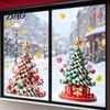 Creative Seasonal Ornaments Christmas Tree Window Decals, Candy Striped Snowflake Wall Stickers, Waterproof Easy Peel Graphics PVC Removable