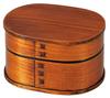 Tatsumiya Oval Bento Box Suri 50139 (Tatsumiya) Two-Tiered (Wooden) 590, Lacquer, Size Approx. W13.2 D10.5 H7.5