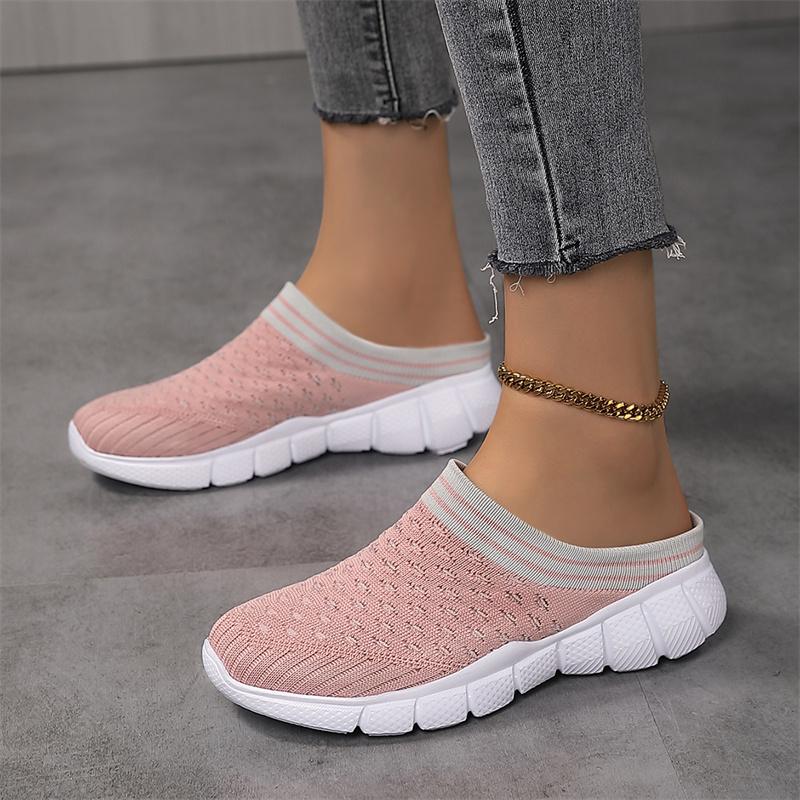 Мода 2024 года, новые летние женские туфли с сетчатой поверхностью, повседневные спортивные женские туфли, легкие дышащие полутапочки, обувь для ходьбы большого размера