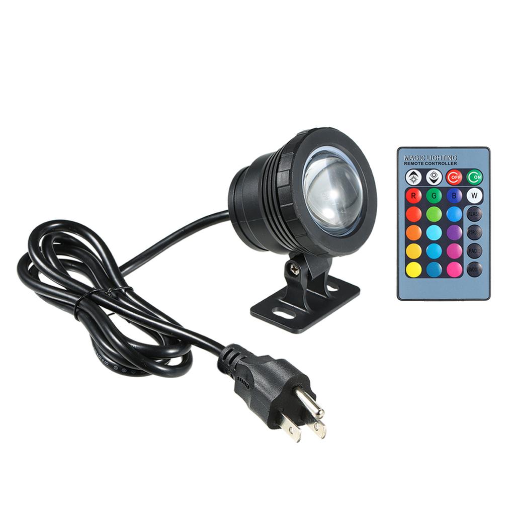 AC85-265V 10W RGB LED Underwater Light Submersible Lamp with Remote Control 16 Colors Changing