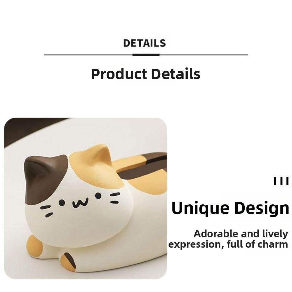 Cute Cat Tissue Box Ceramic Paper Storage Holder Napkin Organizer Coffee Shop