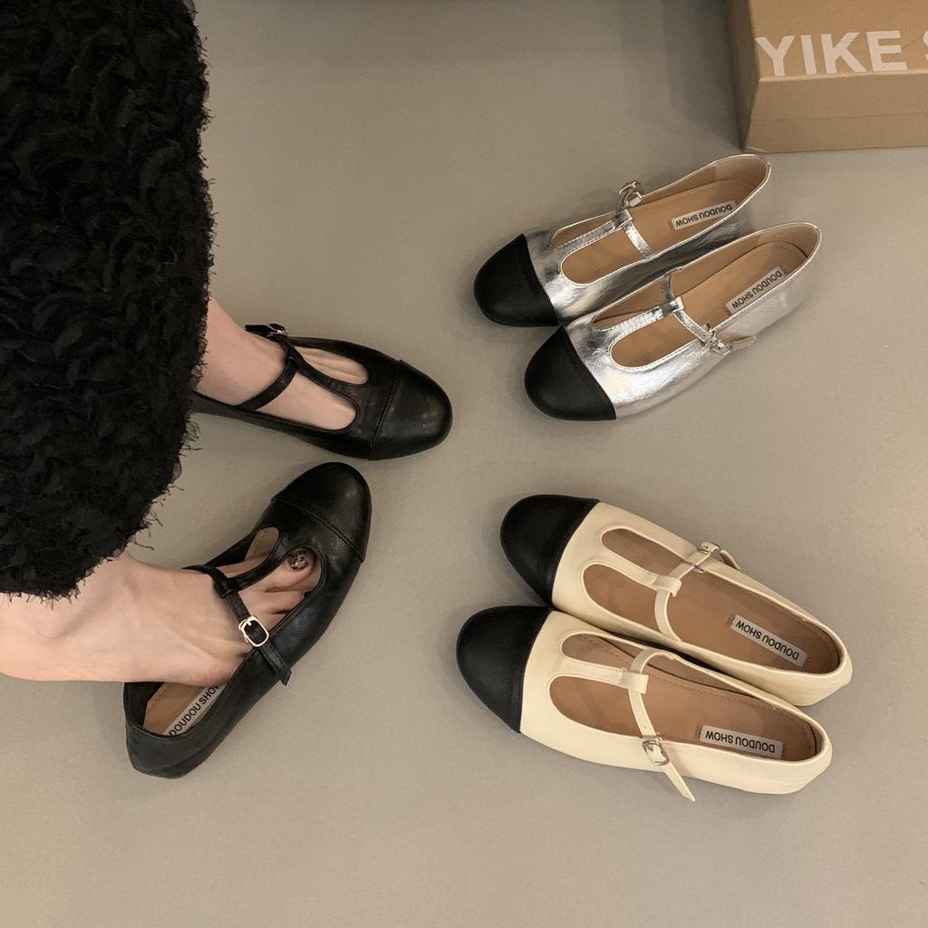 Fashion Bailamos Women Flats Fashion Round Toe Shallow Slip On Ladies Soft Ladies Mary Jane Ballerinas Flat Heel Casual Ballet Shoes Muj