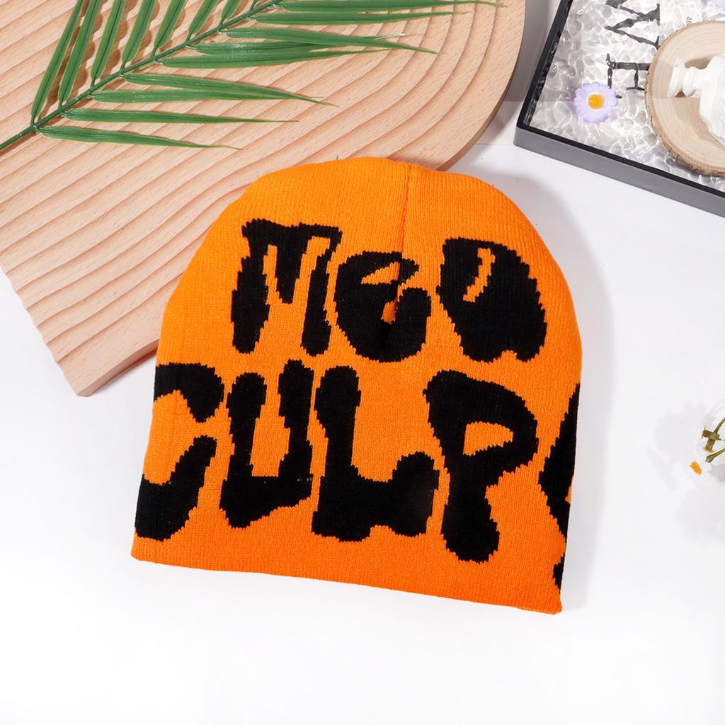 Hip Hop Letter Y2k Beanie Hat With Warm Acrylic Fabric For Streetwear And Fall Outdoor Activities