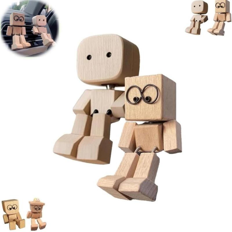 Shaking Feet Wooden Man Figurine Car Interior Small Desktop Ornaments Funny Wood Leg-swinging Figurine Gifts for Home