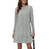 Spring and Autumn Women's Dress Casual Loose Shaped Round Neck Long Sleeve Dresses