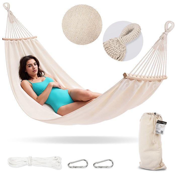 Hamac suspendu - Campela - CA1701BGE - 200x150 cm - Beige - Sac de transport inclus