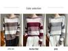 Autumn/Winter Wool Color Block Wide Stripe One-Shoulder Pullover Sweater