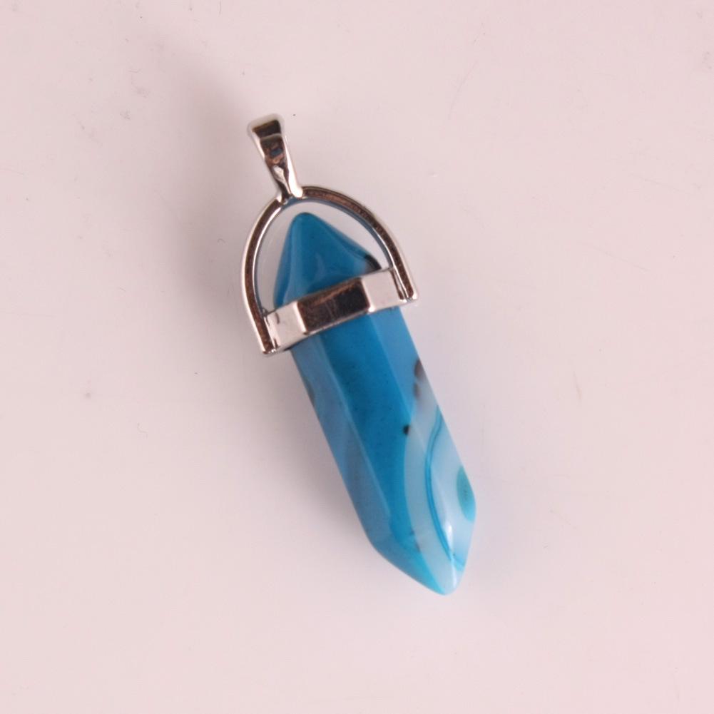 Hexagonal Agate Bullet Quartz Crystal Pendant Necklace