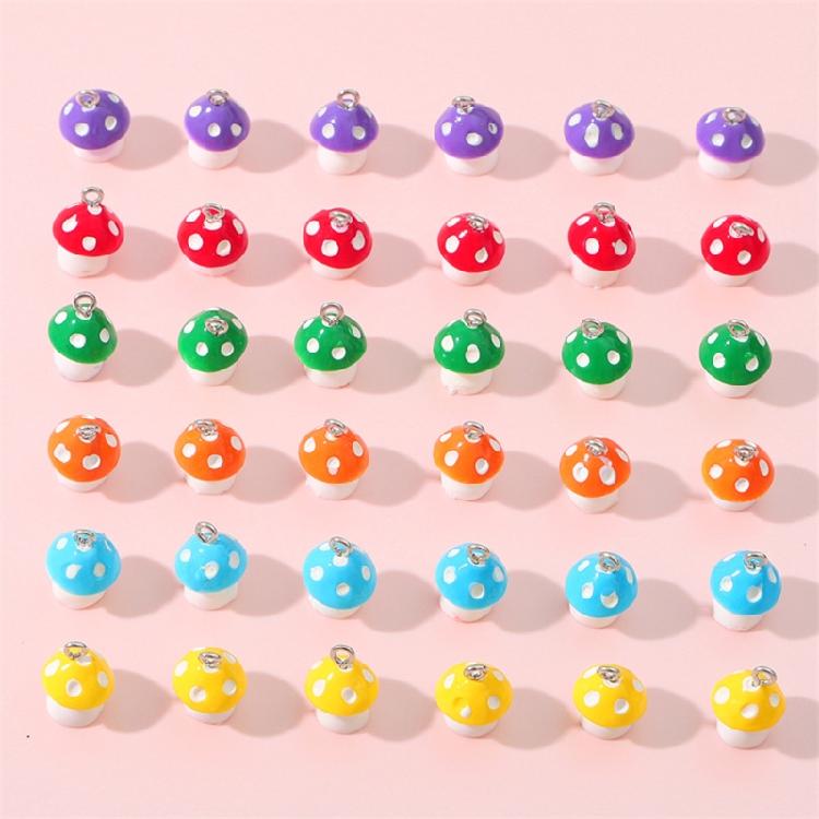 Colorful Mushroom Resin Pendants Earrings Beaded Ornaments Bracelet Pendant Jewelry Making Accessories for Craft Lover