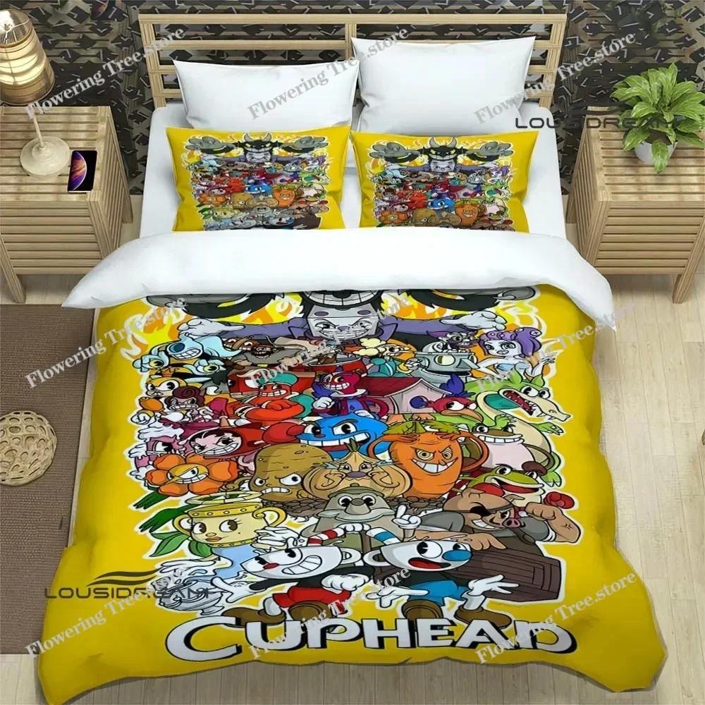 Комплекты постельного белья с мультяшным принтом Cuphead, Изысканный набор постельных принадлежностей, Пододеяльник, Набор одеял, Постельное белье, Роскошный подарок на день рождения