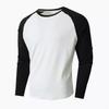 Men's Slim Fit Casual Sports Round Neck Long Sleeve Colorblock Pullover Bottoming Long Sleeve Top
