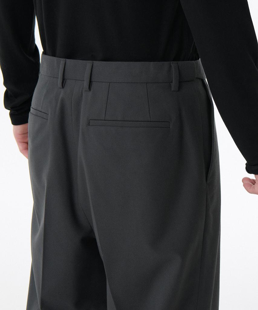 MUSINSA STANDARD Whipcord One-Pleat Wide Hidden Banding Slacks [Gray]