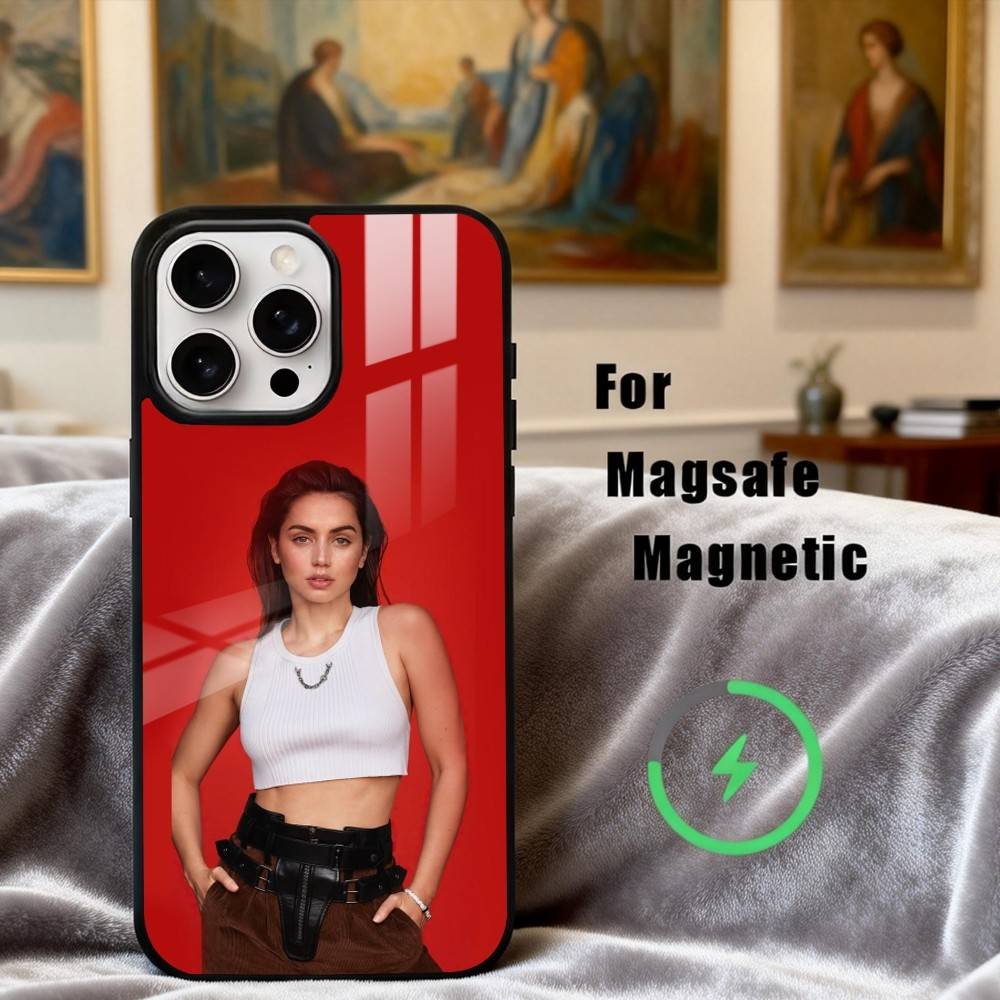 Чехол для телефона с изображением актрисы A-Ana de A-Armas-S Для iPhone17,16,15,14,13,12,11 Plus,Pro Max Магнитный Для Magsafe Беспроводной зарядки