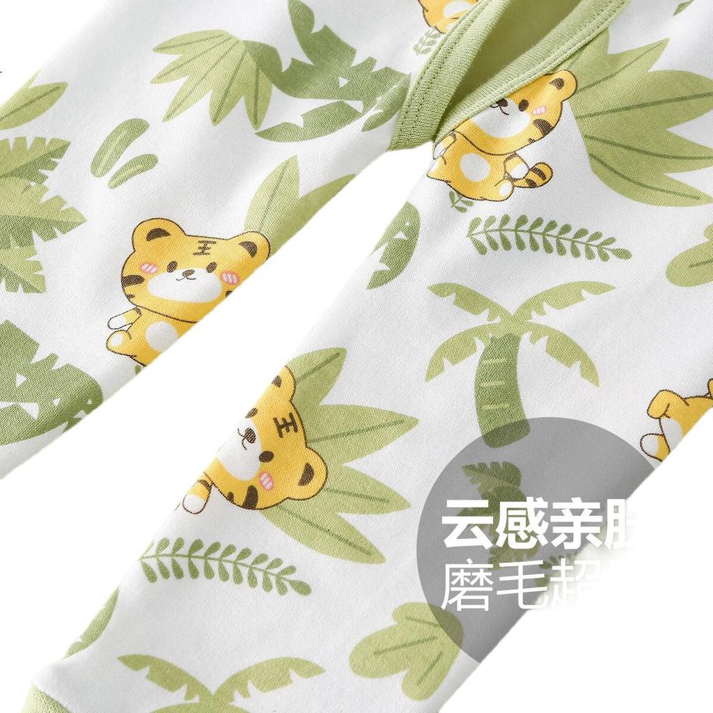 Doxiluoka Baby Boys Open Crotch Pants Spring Autumn Cotton Infant Pants Tender Green Tiger Size 110