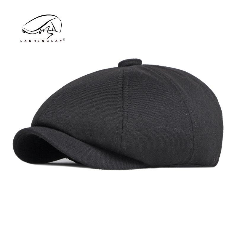 Autumn and winter new simple light board solid color octagonal hat male British retro beret female knitted painter hat newsboy hat