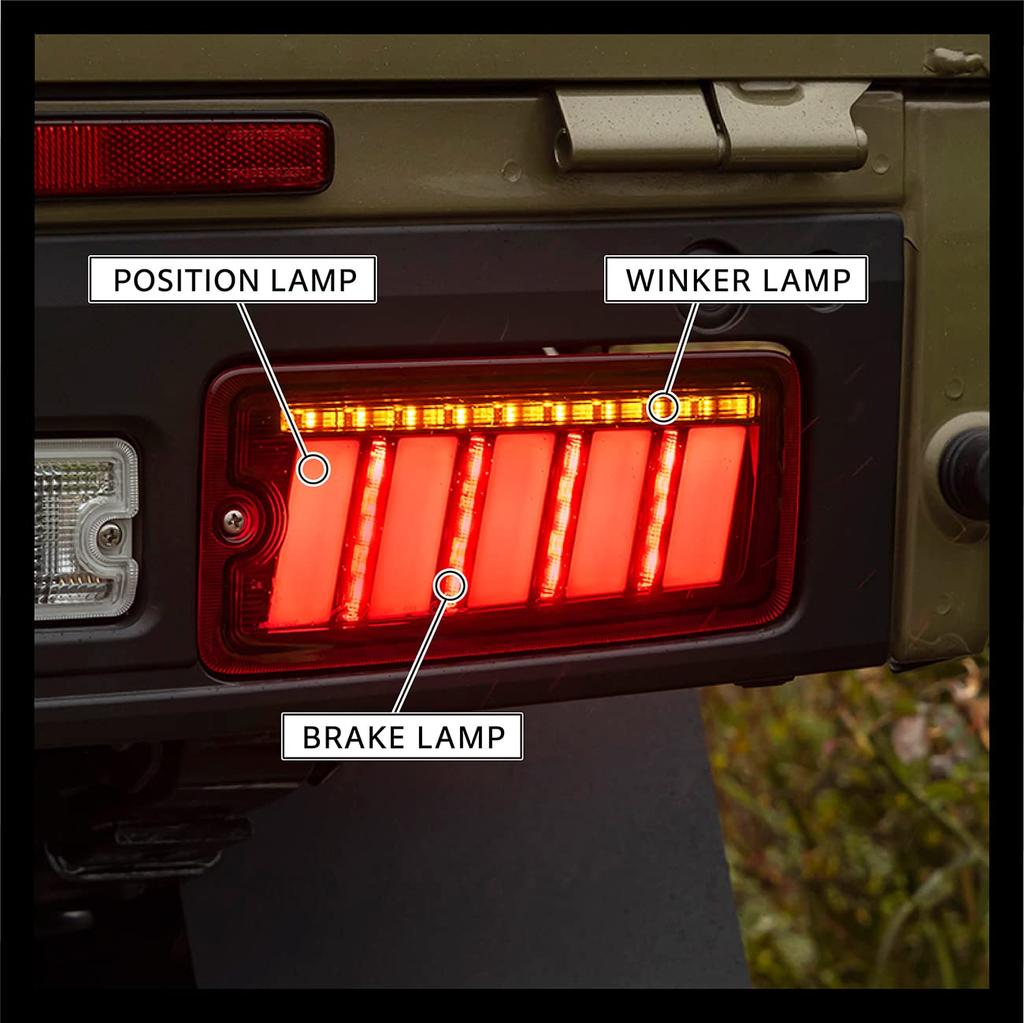 Valenti Jewel LED Tail Lamps for Toyota Hijet Truck Model with Ultra Red Lens and Gloss Black OEA Sequential Flowing Turn Safety Standards (Late