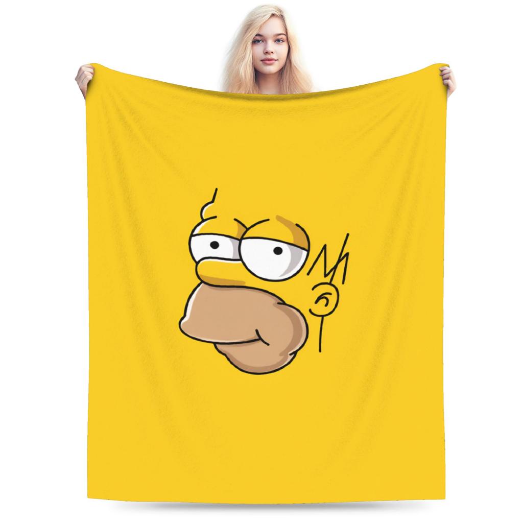 S-Simpsons Lisa Yellow Star Pattern Blankets Quality Soft Cozy Bedding Throws Winter Picnic Couch Bed Funny Bedspread
