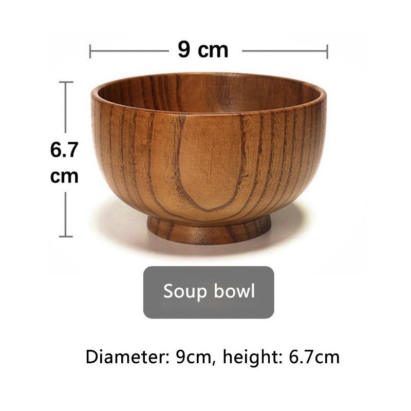 180-800ml Japanese Style Wooden Bowl Salad Soup Rice Bowl Natural Tableware Food Utensil Kitchen Ramen Noodles Dinner Tableware